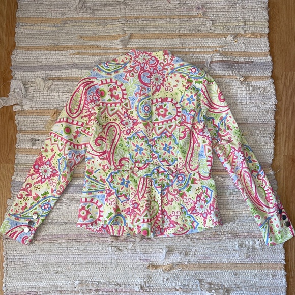 Lilly & Van Colorful Paisley Print Denim Button Up Jacket / Blazer Size Small - Picture 6 of 7